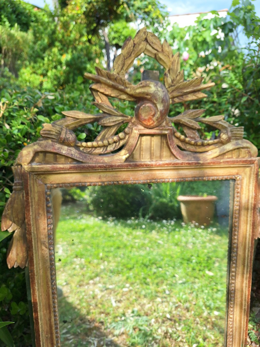 Miroir bois doré a fronton époque louis xvl-photo-2