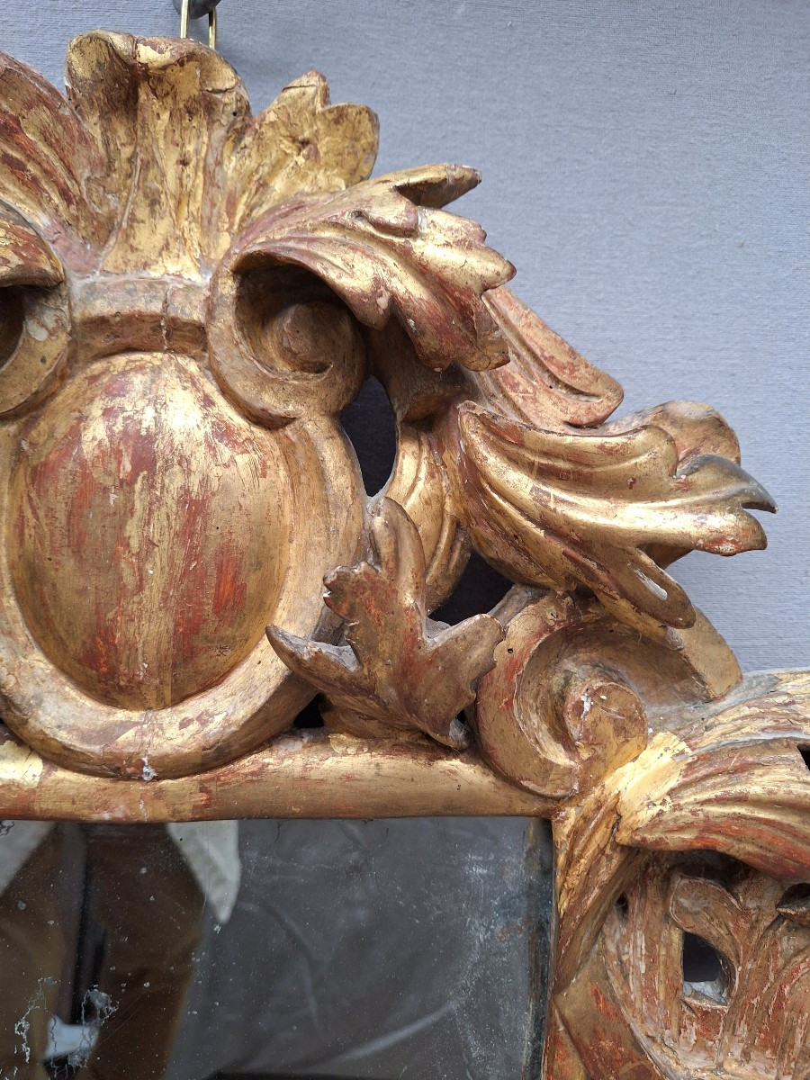 Miroir bois dore.Baroque  Italie Début 18 ieme siecle -photo-2