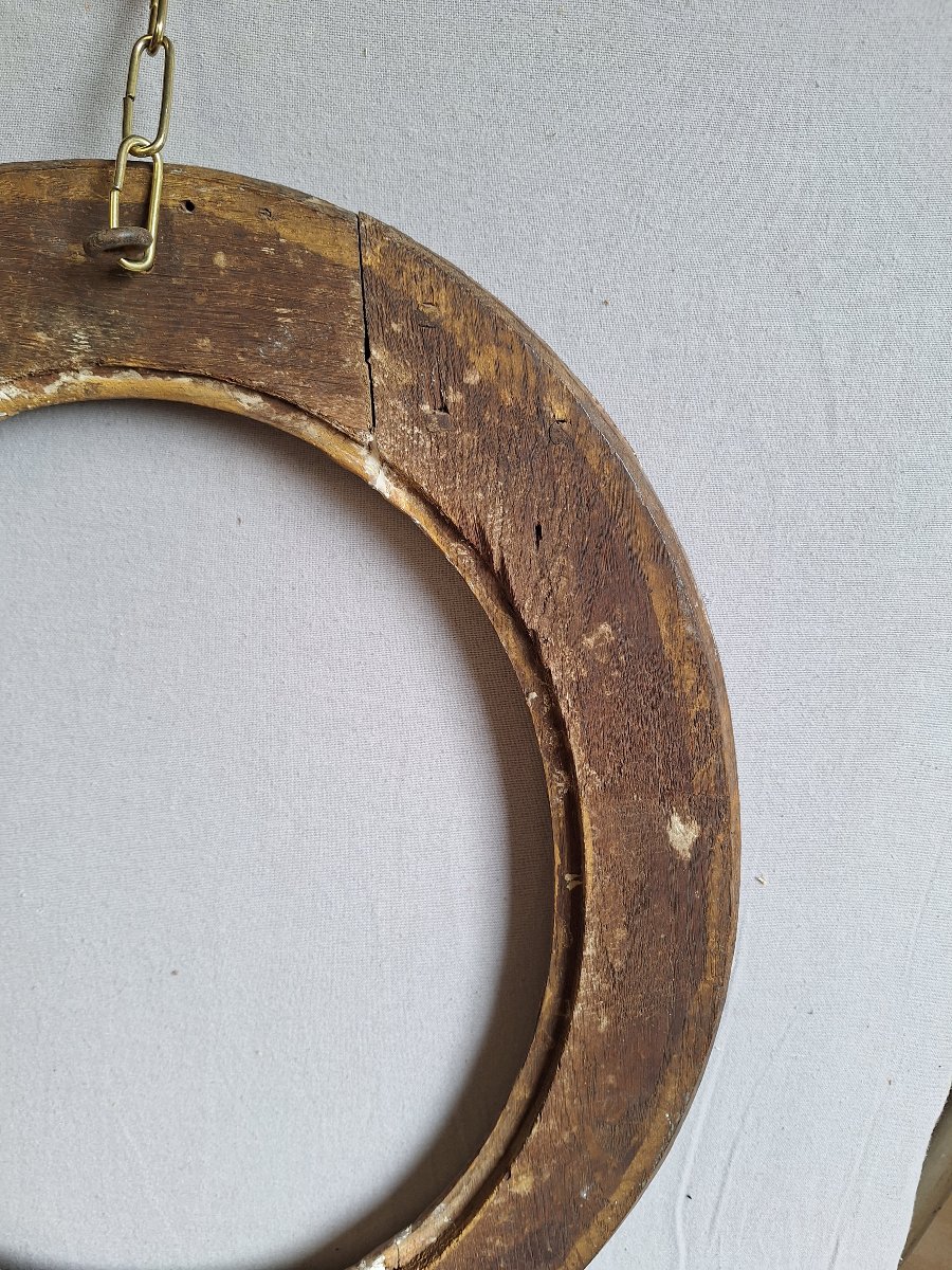 Louis XIII-style Gilded Wooden Oval Frame-photo-2