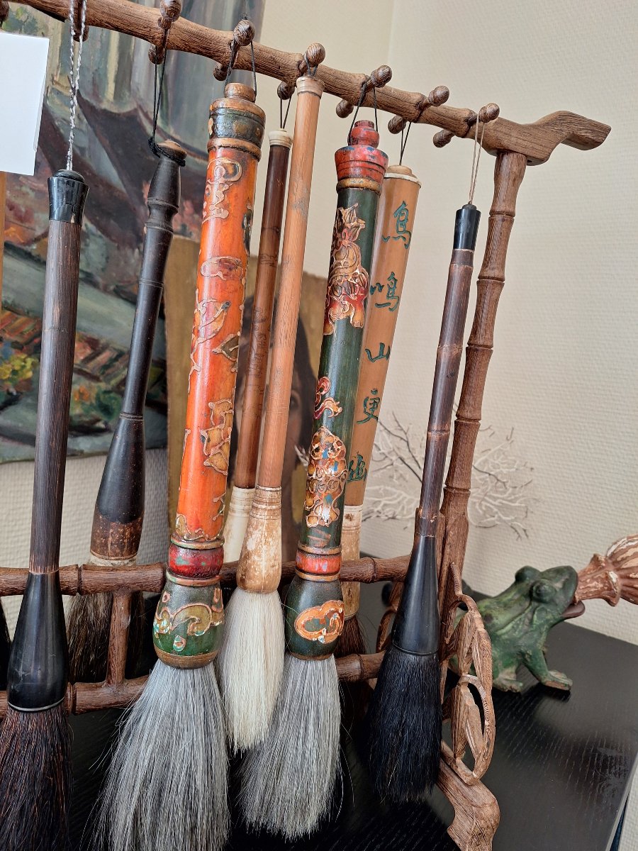 Calligraphy Brushes On A Display Stand
