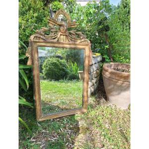Gilded Wood Mirror With Pediment Louis XV L Period