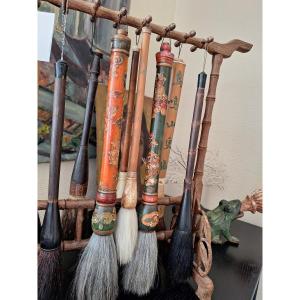 Calligraphy Brushes On A Display Stand