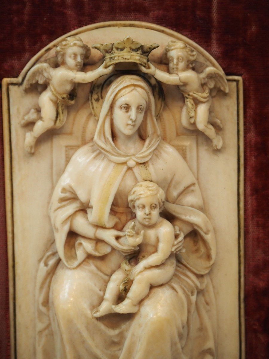 Ivory Relief Depicting The Virgin And Child-photo-1