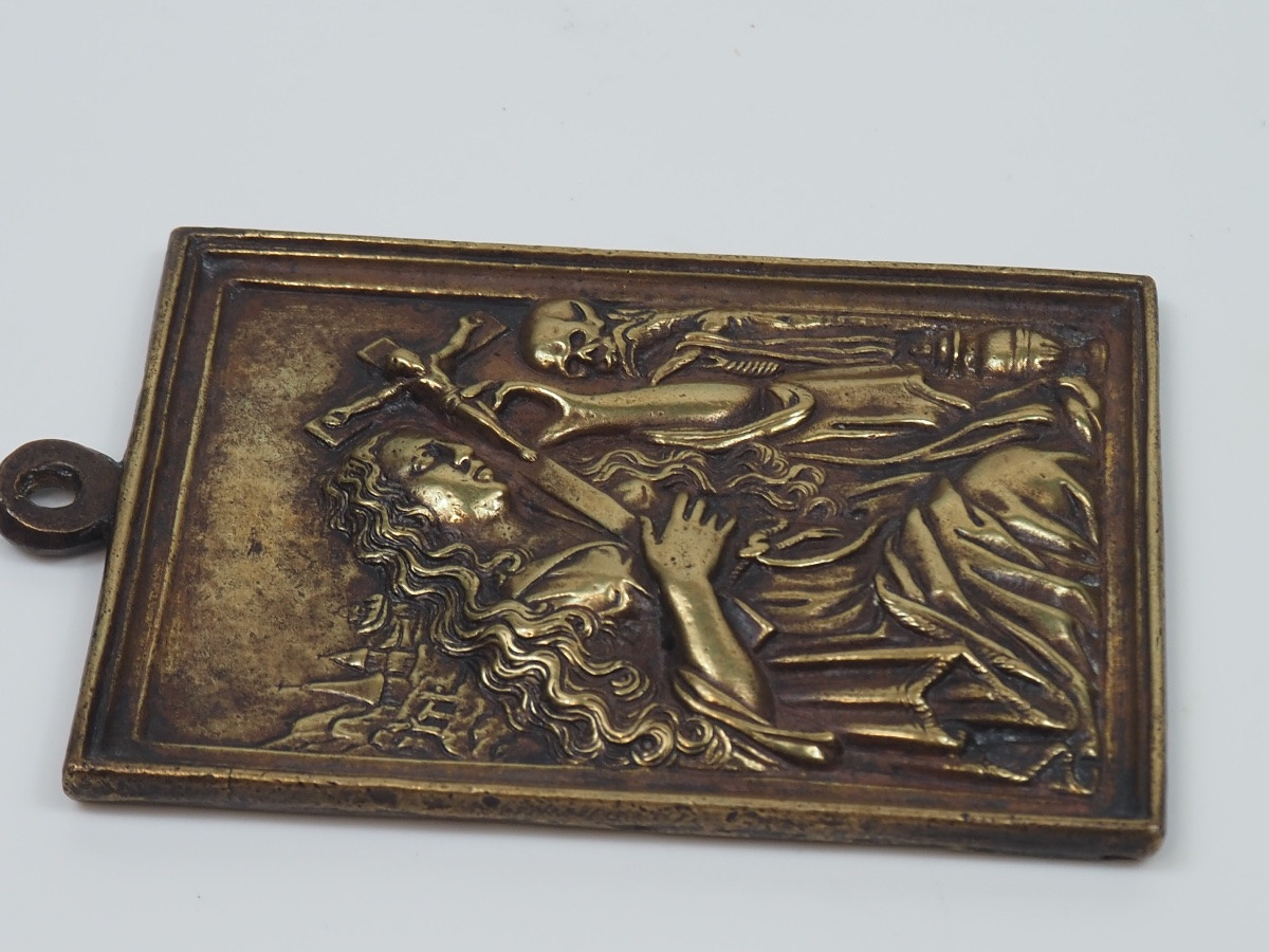 Mary Magdalene In Penitence, Cast Bronze Relief, 16th/17th Century-photo-2