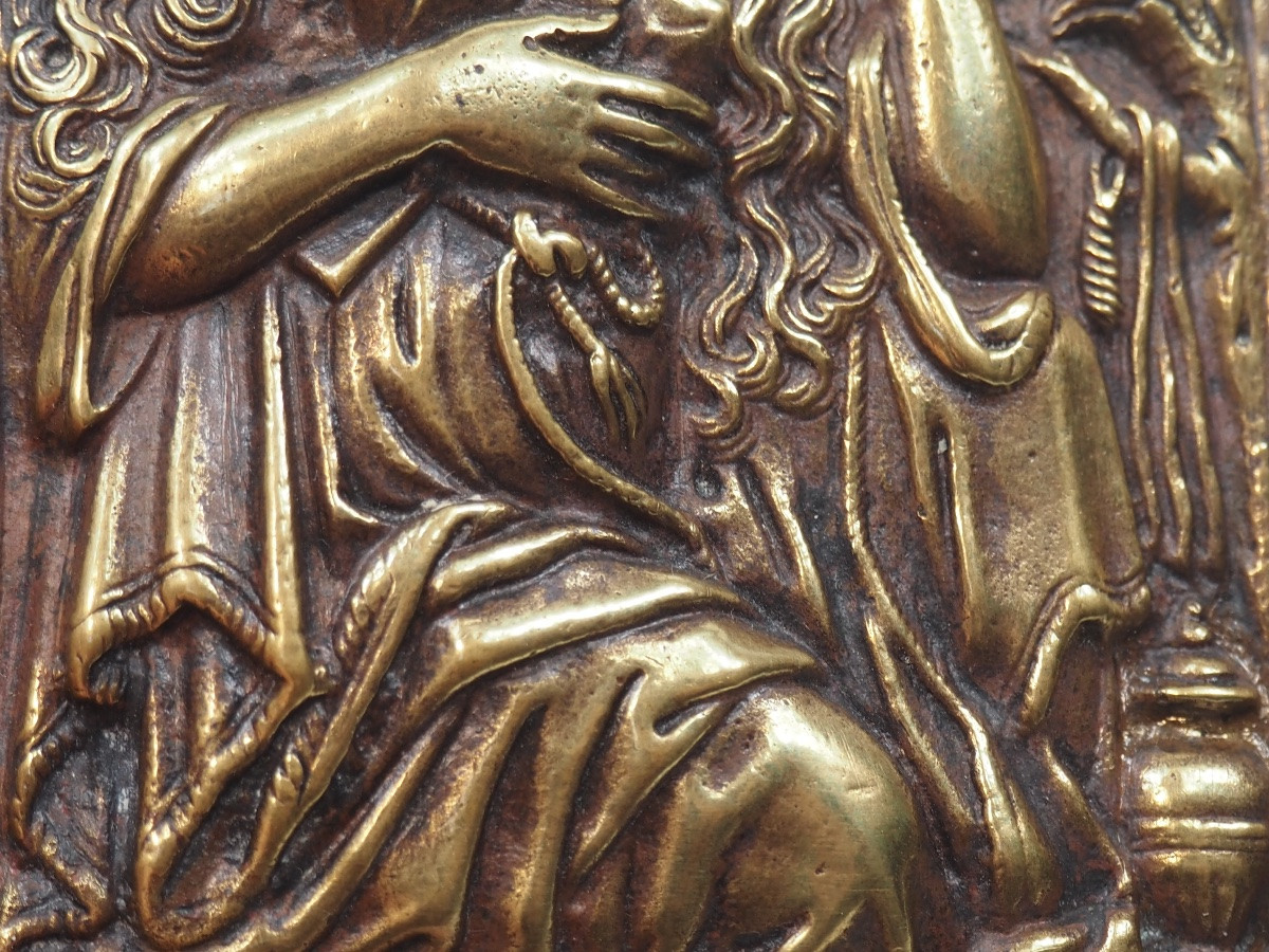 Mary Magdalene In Penitence, Cast Bronze Relief, 16th/17th Century-photo-5