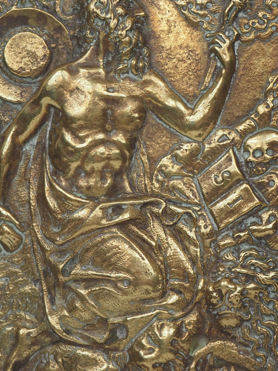 Saint Jerome In The Desert, Cast Bronze Relief, 16th/17th Century-photo-3