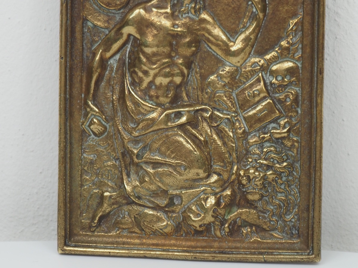 Saint Jerome In The Desert, Cast Bronze Relief, 16th/17th Century-photo-6
