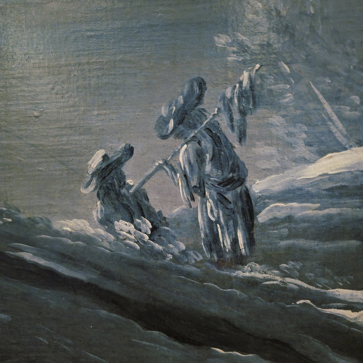 Grande grisaille bleu de Prusse, entourage de Jean-François Oudry, milieu du XVIIIᵉ siècle-photo-1