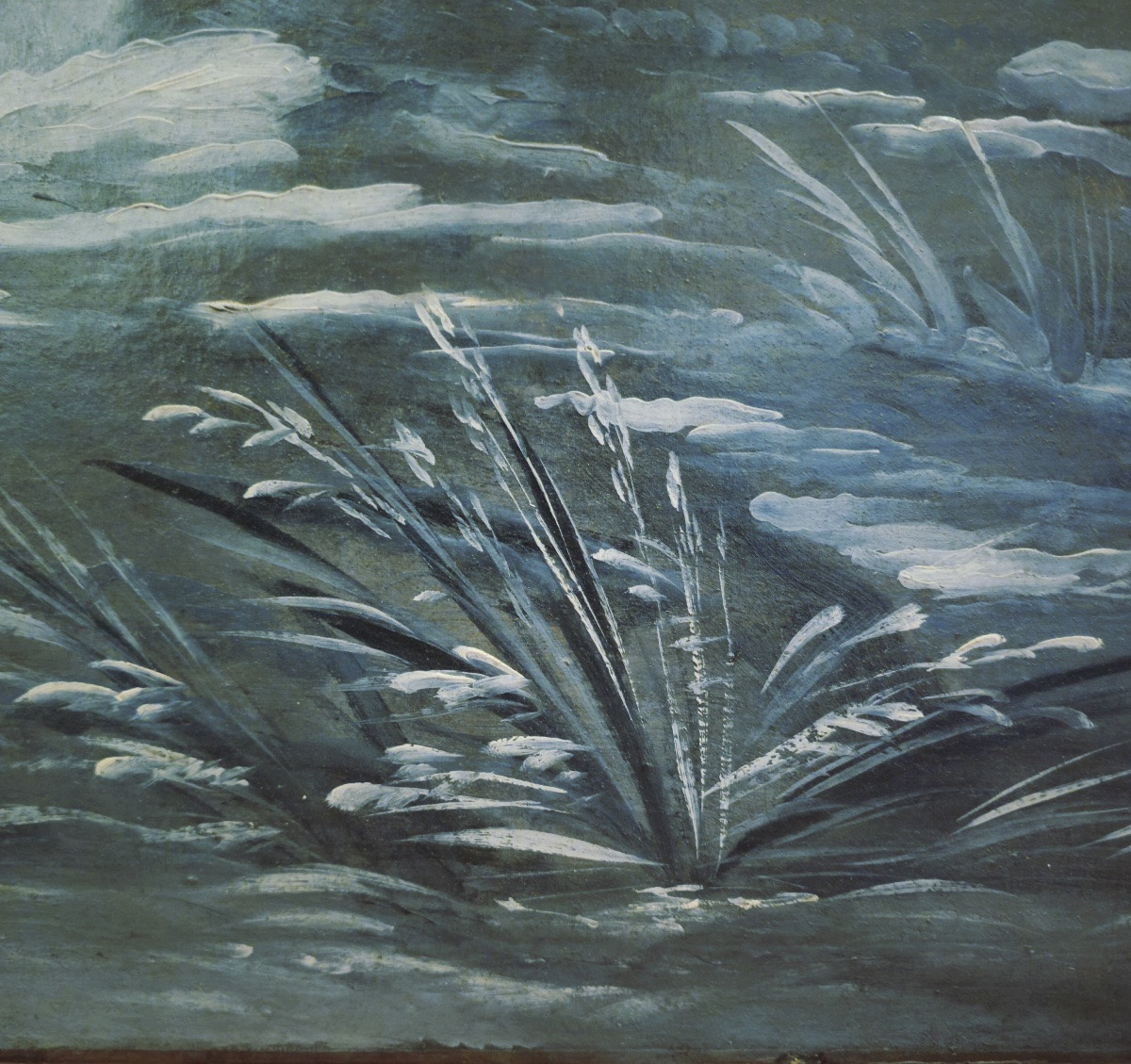 Grande grisaille bleu de Prusse, entourage de Jean-François Oudry, milieu du XVIIIᵉ siècle-photo-2