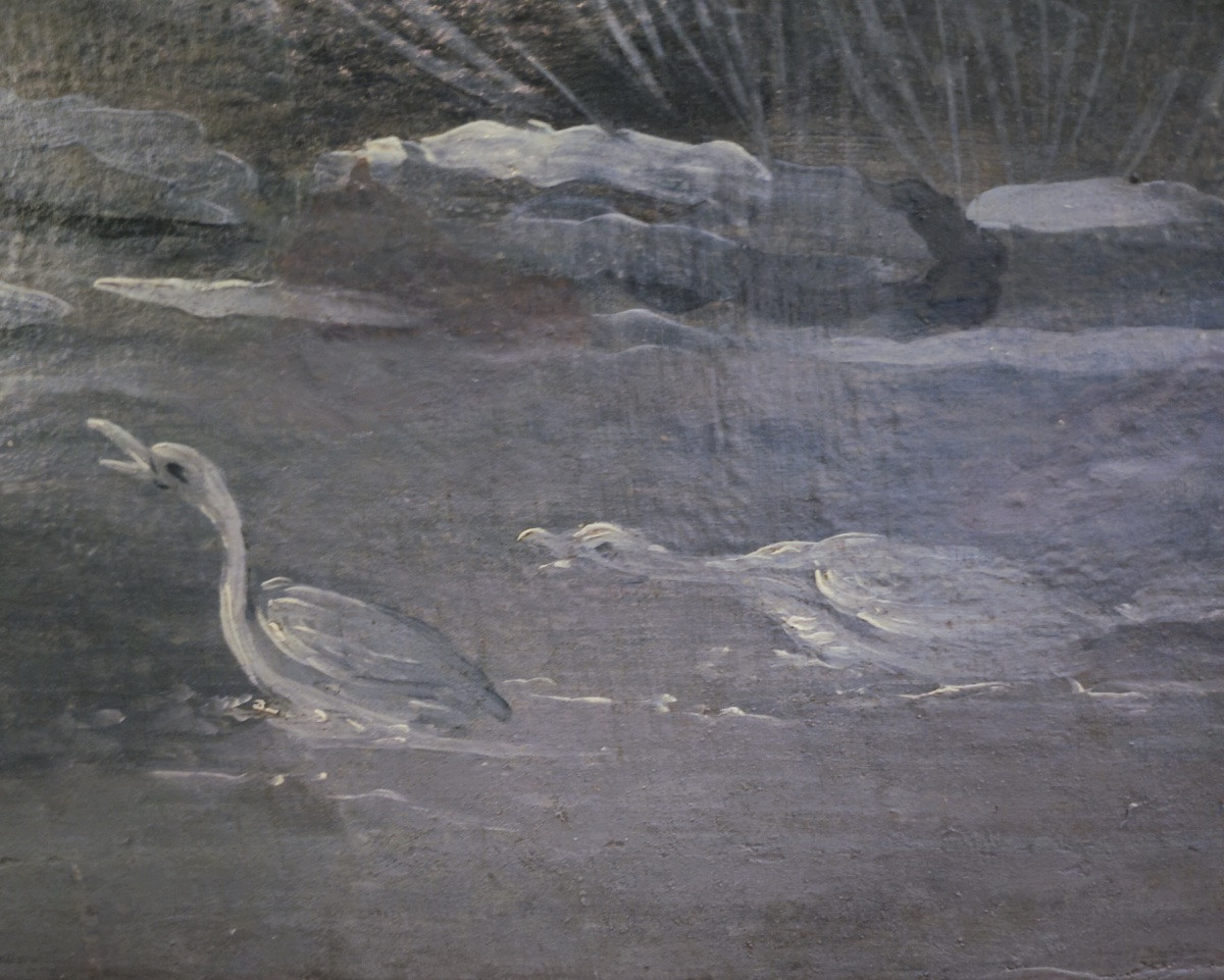 Grande grisaille bleu de Prusse, entourage de Jean-François Oudry, milieu du XVIIIᵉ siècle-photo-3