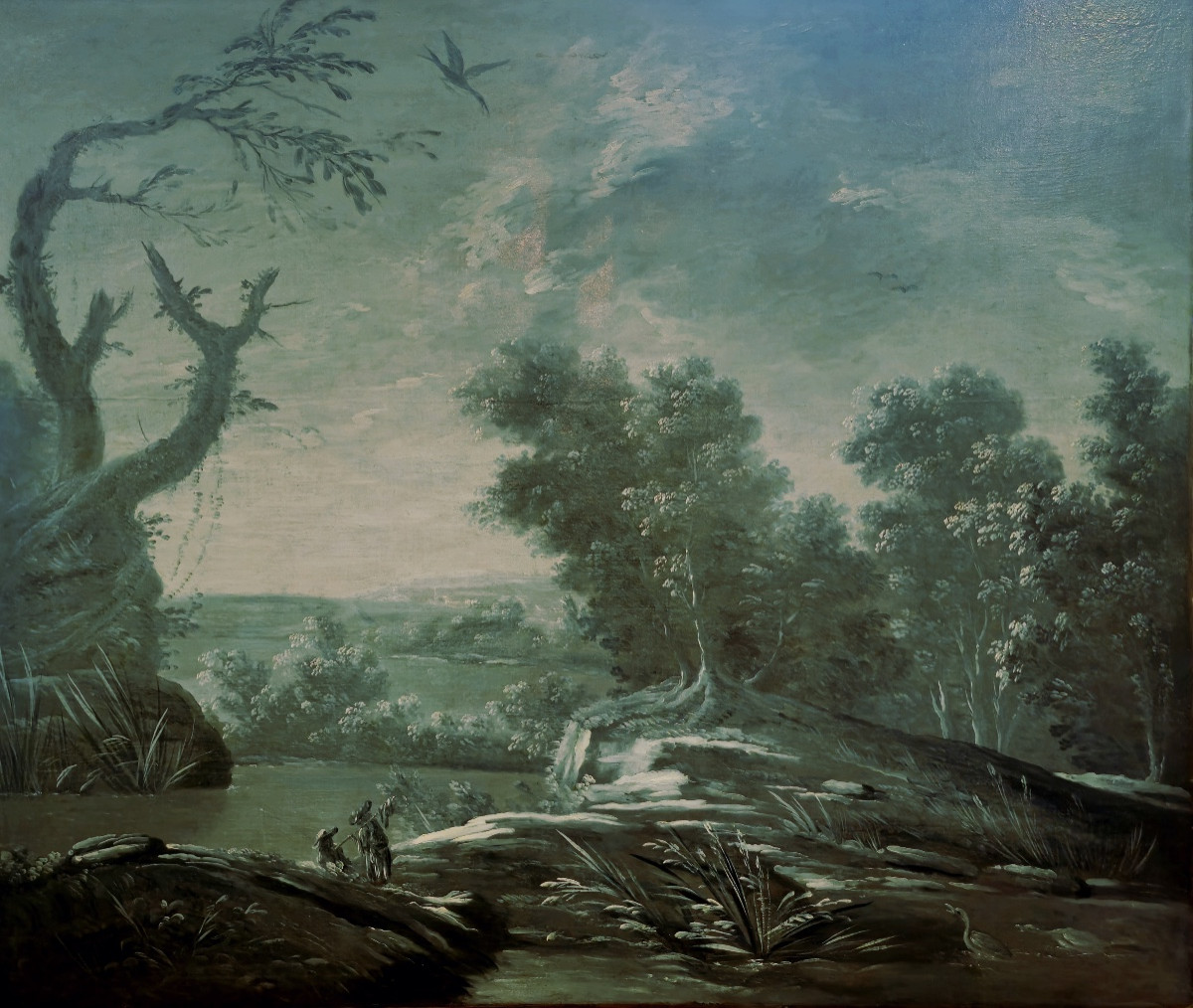 Grande grisaille bleu de Prusse, entourage de Jean-François Oudry, milieu du XVIIIᵉ siècle