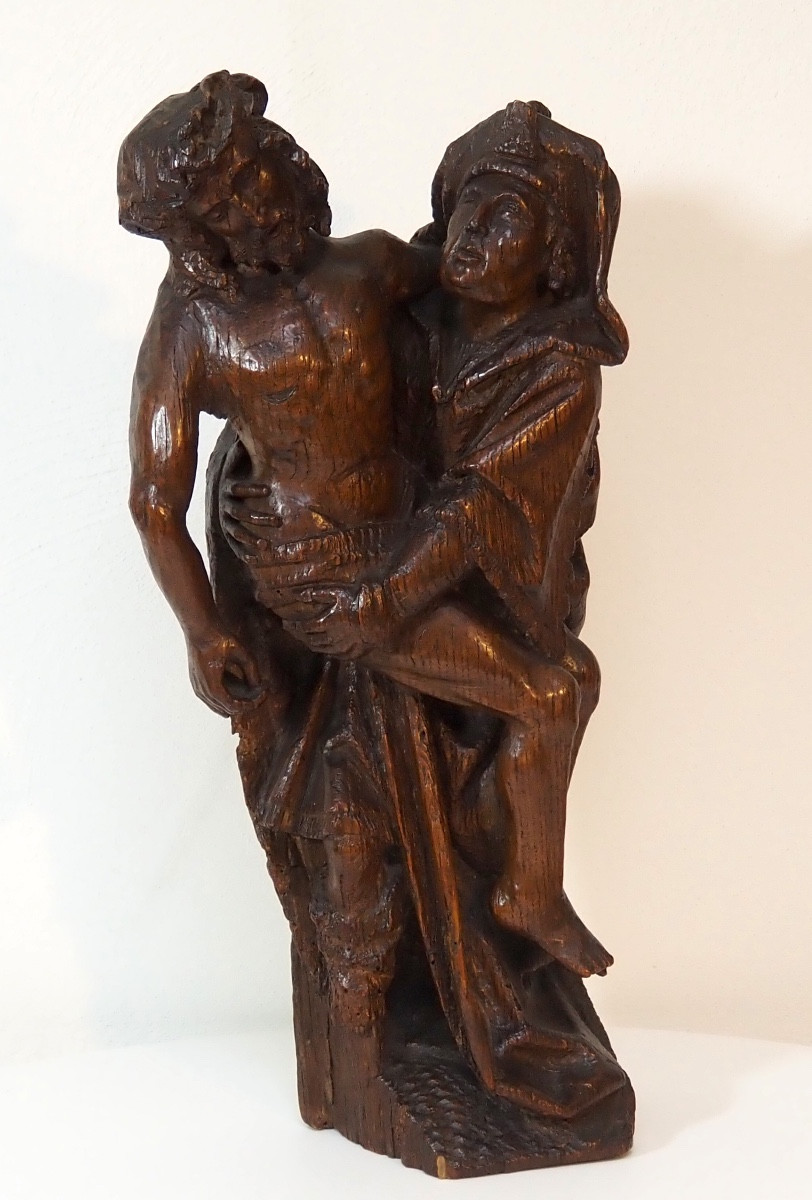 Late Gothic Wooden Sculpture Depicting The Descent From The Cross, 16th Century