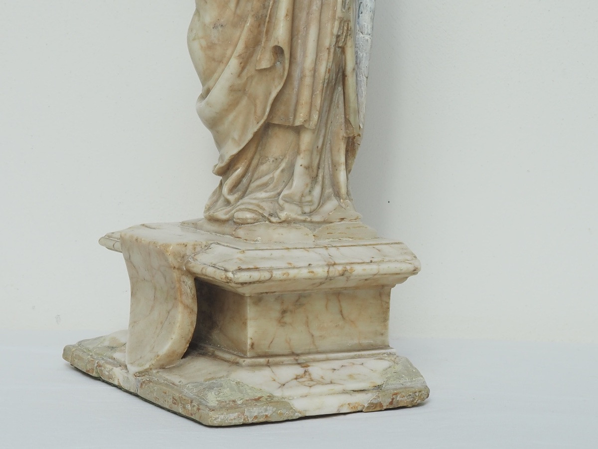 Alabaster Sculpture Depicting The Virgin And Child Cornucopia, 16th Century-photo-3