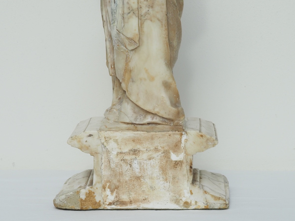 Alabaster Sculpture Depicting The Virgin And Child Cornucopia, 16th Century-photo-4