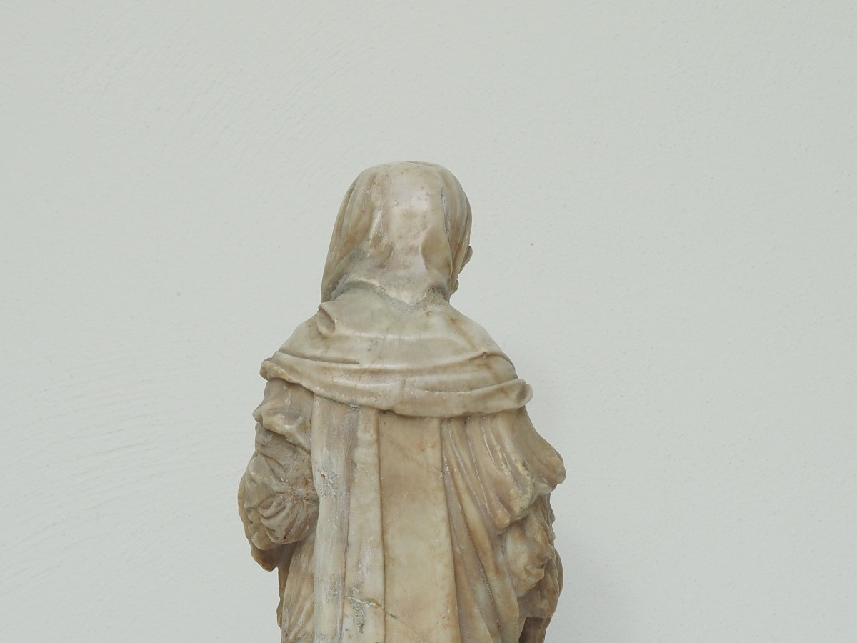 Alabaster Sculpture Depicting The Virgin And Child Cornucopia, 16th Century-photo-6