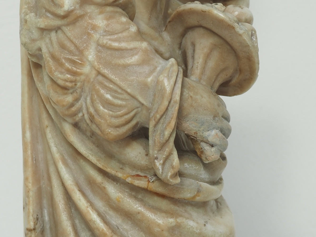 Alabaster Sculpture Depicting The Virgin And Child Cornucopia, 16th Century-photo-8