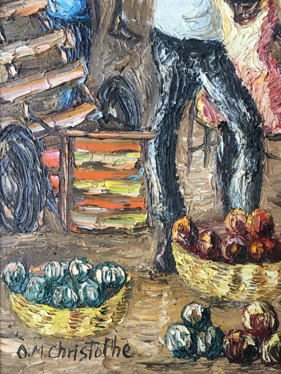 Osmin Christophe (1935). "village Scene". 1974. Haiti.-photo-3