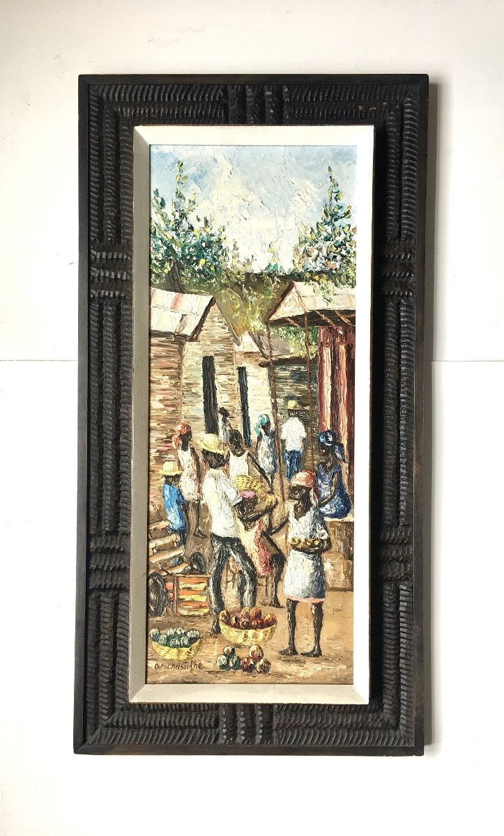 Osmin Christophe (1935). "village Scene". 1974. Haiti.