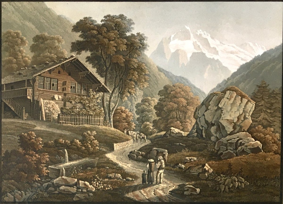 Johann Peter Lamy (1791-1839). "view Of The Wetterhorn, In The Canton Of Bern". Aquatint.-photo-2