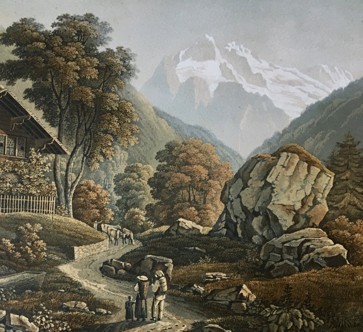 Johann Peter Lamy (1791-1839). "view Of The Wetterhorn, In The Canton Of Bern". Aquatint.-photo-4