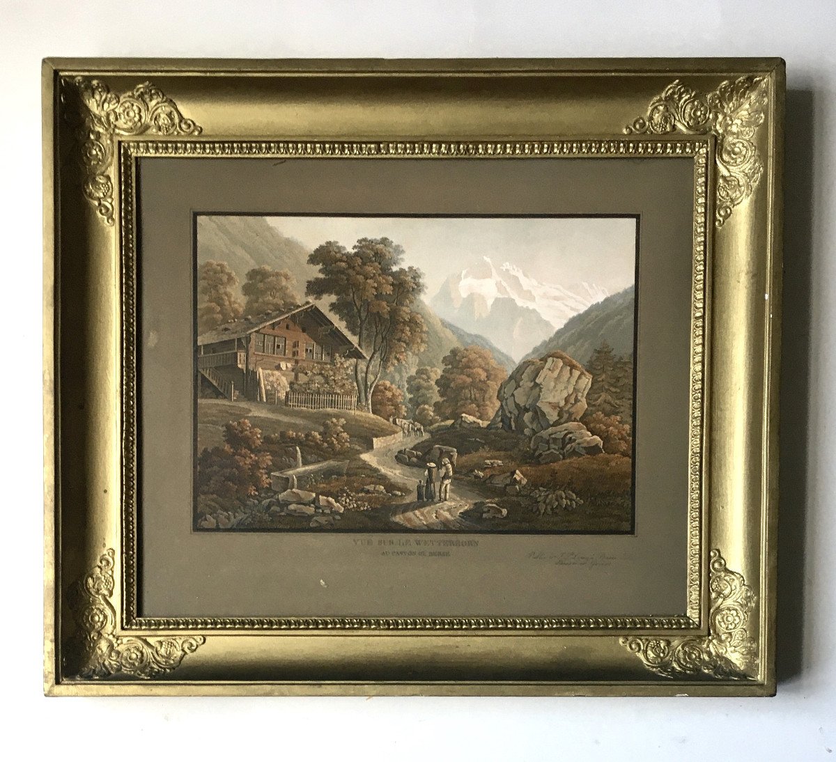 Johann Peter Lamy (1791-1839). "view Of The Wetterhorn, In The Canton Of Bern". Aquatint.