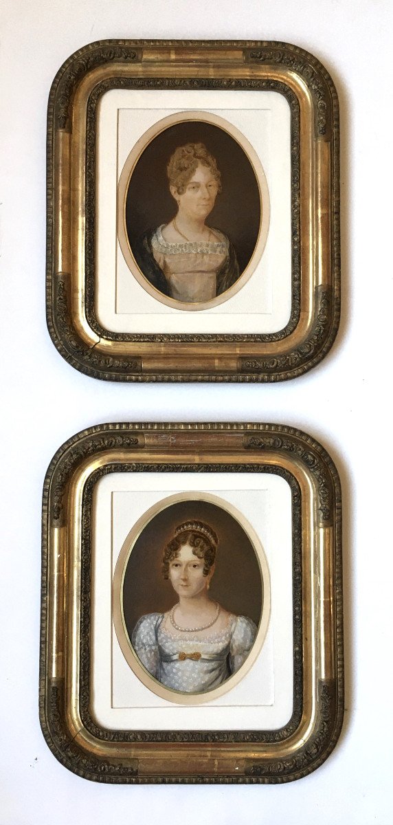 Two Portraits Representing Julie Barbe Josephe Van Langhendonck (1787-1872).