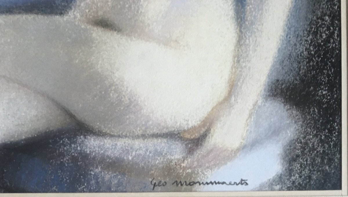 Géo Mommaerts (1923-2006, Bruxelles). " Nu féminin". Pastel. 1981-photo-4