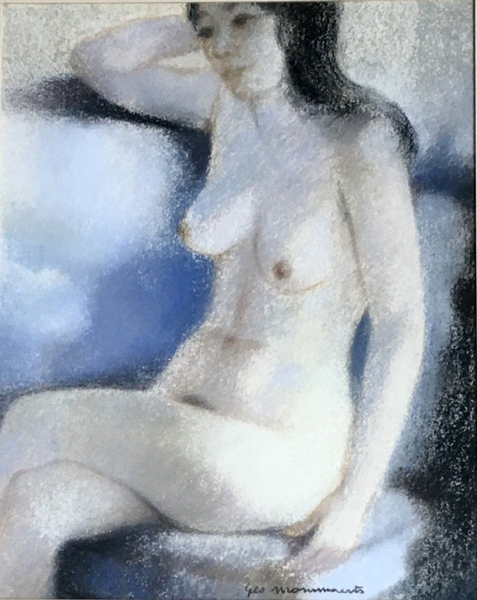 Géo Mommaerts (1923-2006, Bruxelles). " Nu féminin". Pastel. 1981