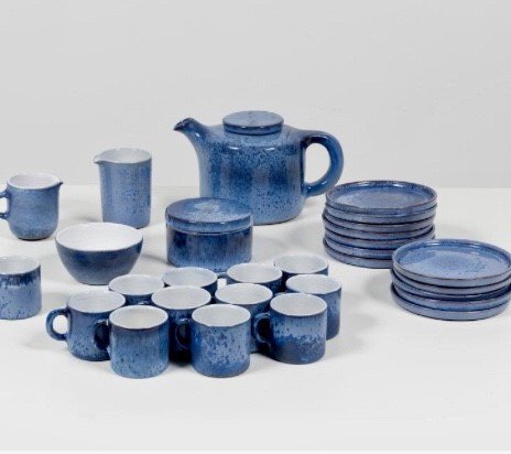 Antonio Lampecco (minucciano, Italie, 1932-2019). Service At Moka. 29 Pieces. Glazed Stoneware.