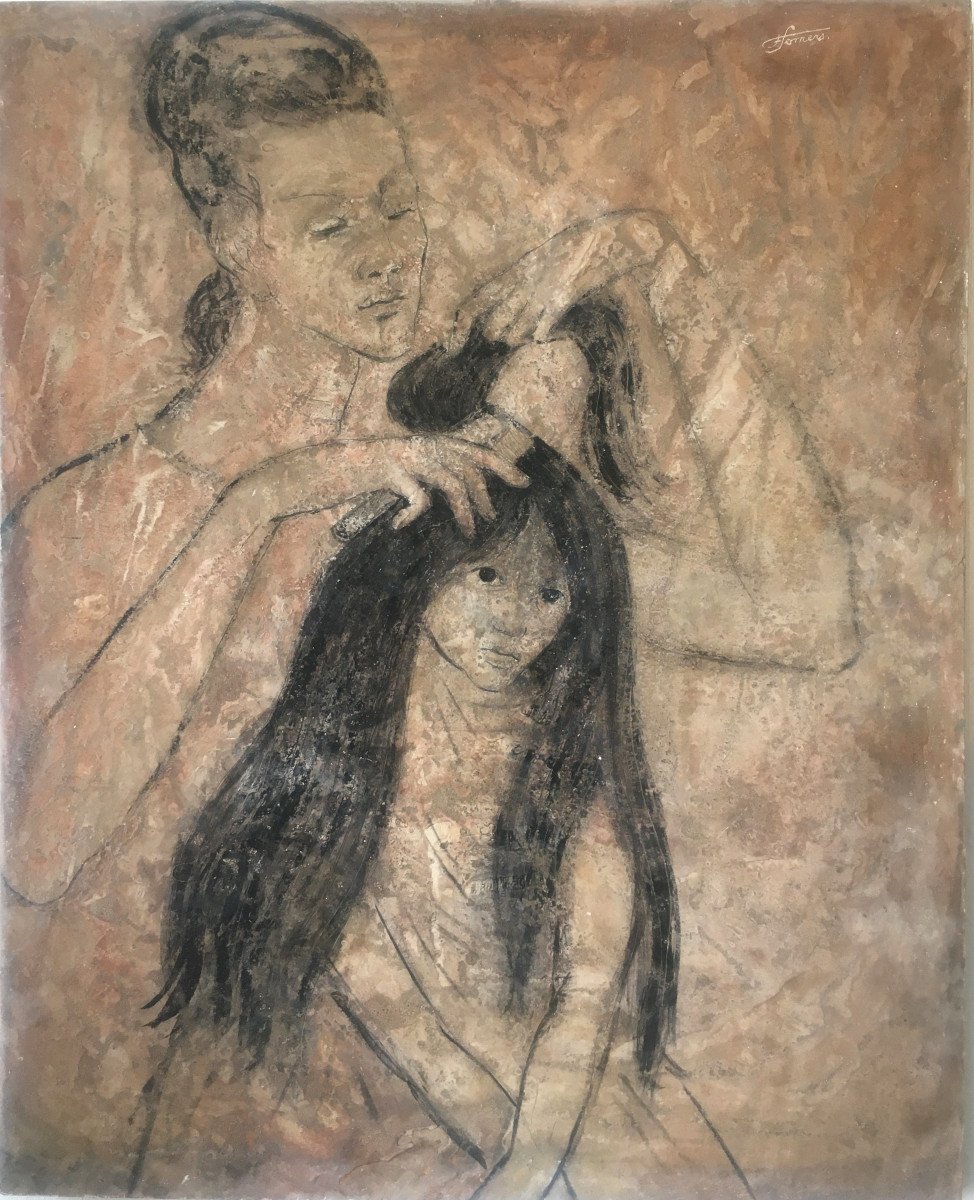 Francine Somers (1923-2022). " La toilette". Vers 1950.-photo-2