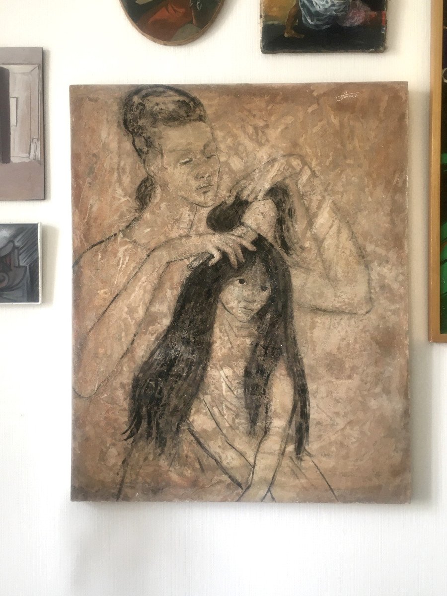Francine Somers (1923-2022). " La toilette". Vers 1950.