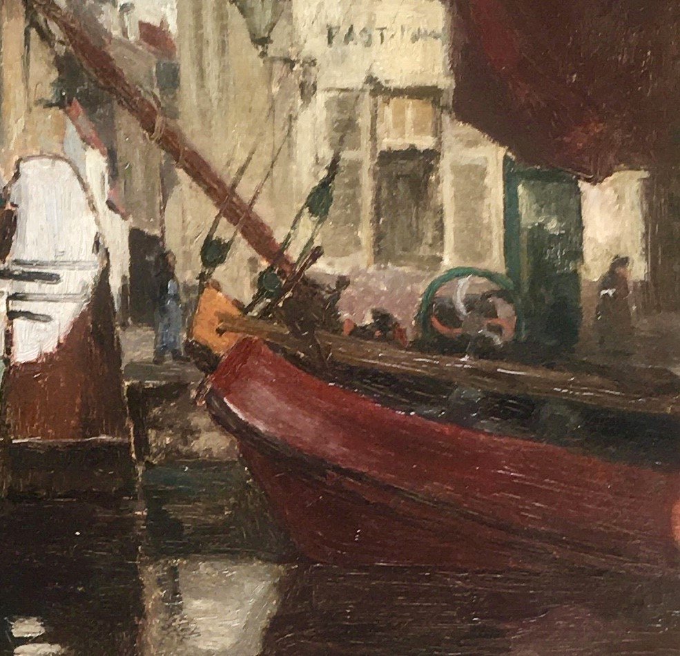 Gaston Haustrate (1878-1949). "port Of Brussels". Early 20th Century.-photo-3