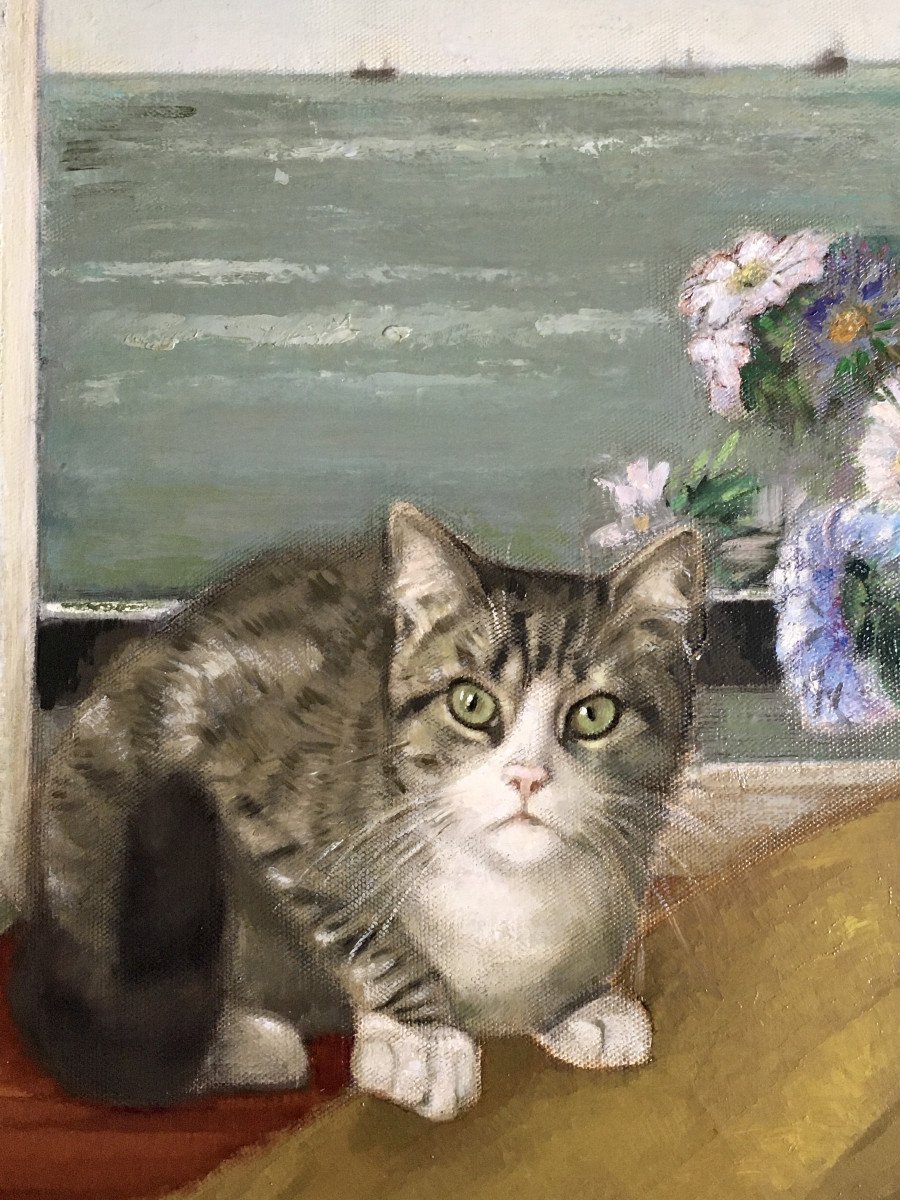 Antoinette De Littry (1905, France-1998). “cat In Front Of The Window”. 1965.-photo-2