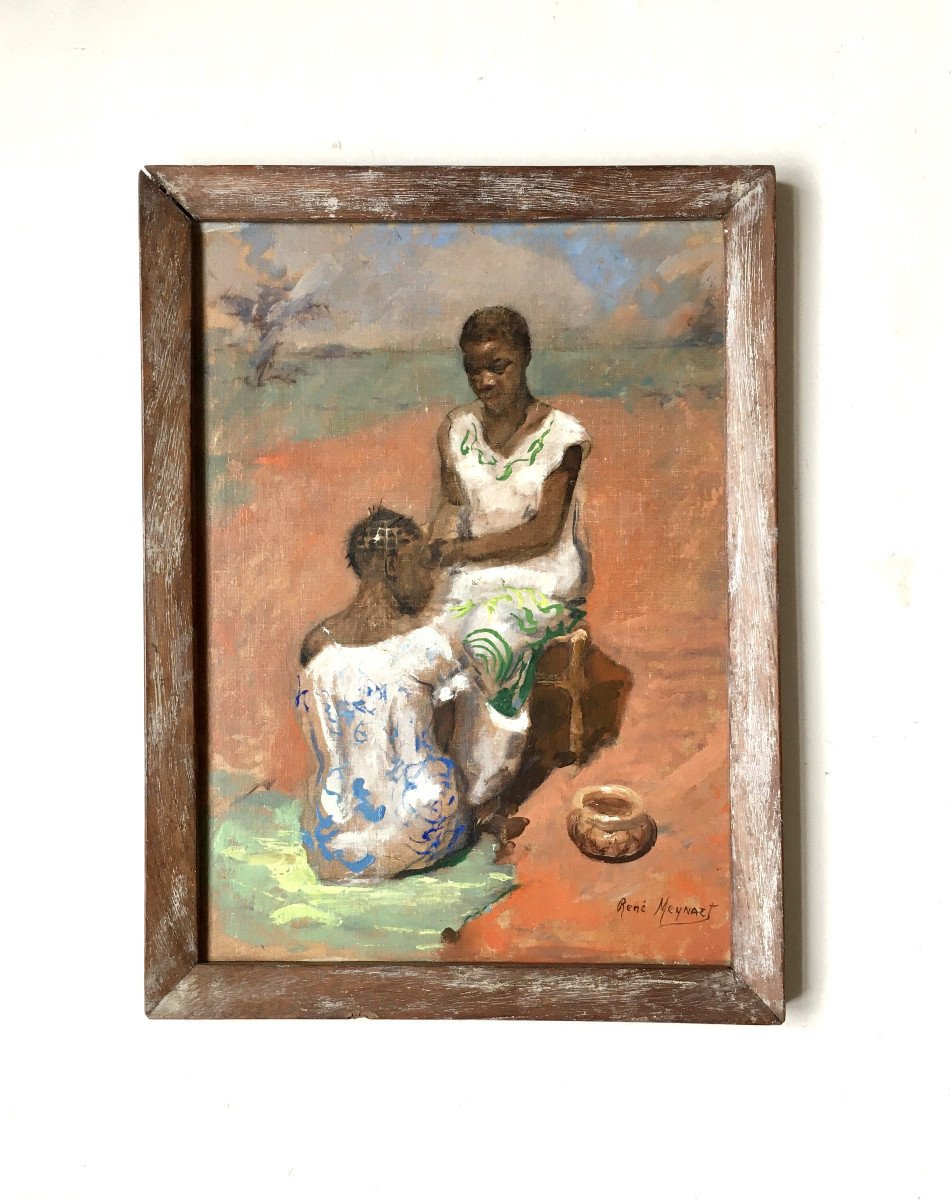 René Meynart (20th). “african Woman Having Her Hair Done”. 1940s.