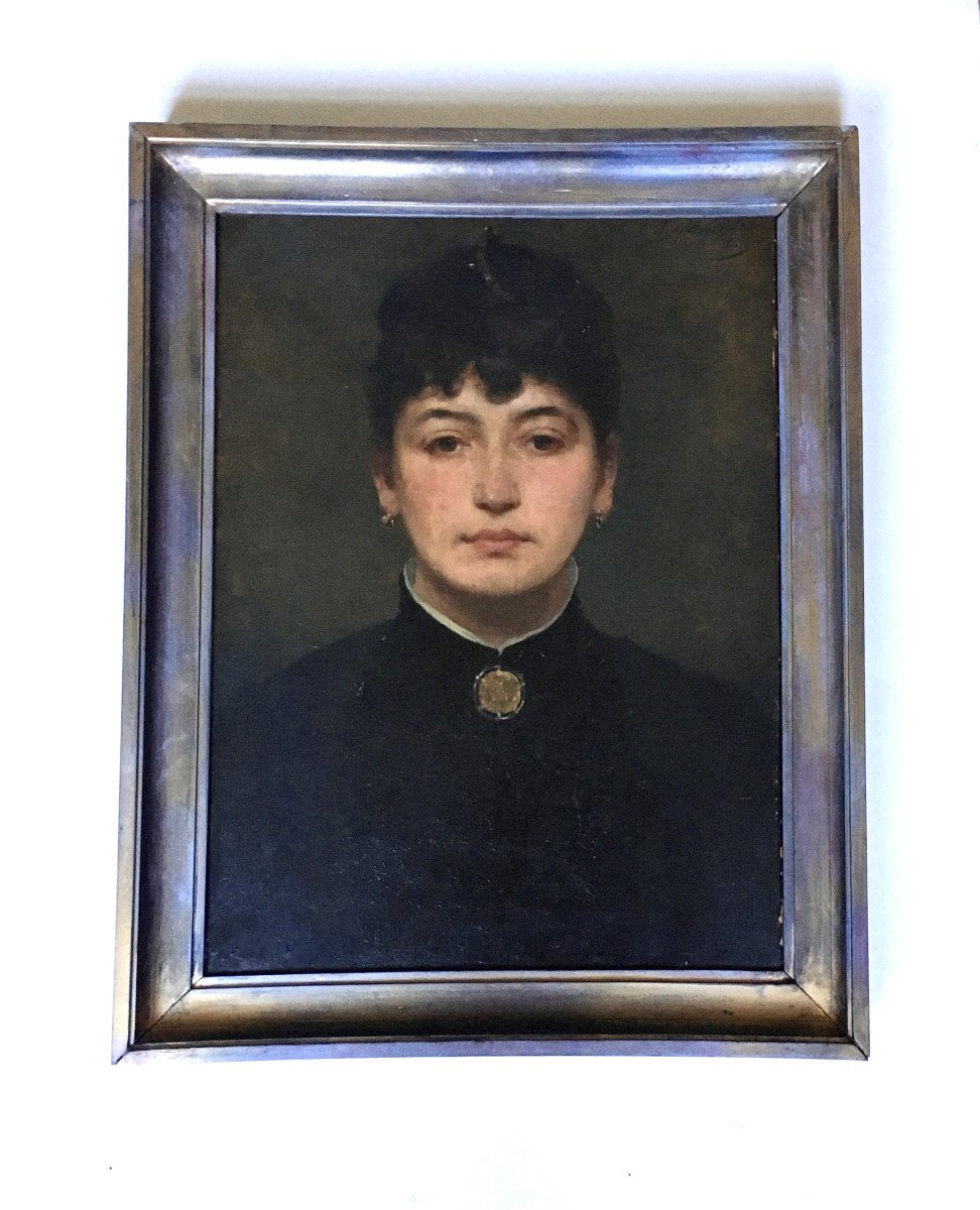 Émile Seeldrayers (Gand, 1847 - Bruxelles, 1933). "Portrait de femme". 1886.-photo-2