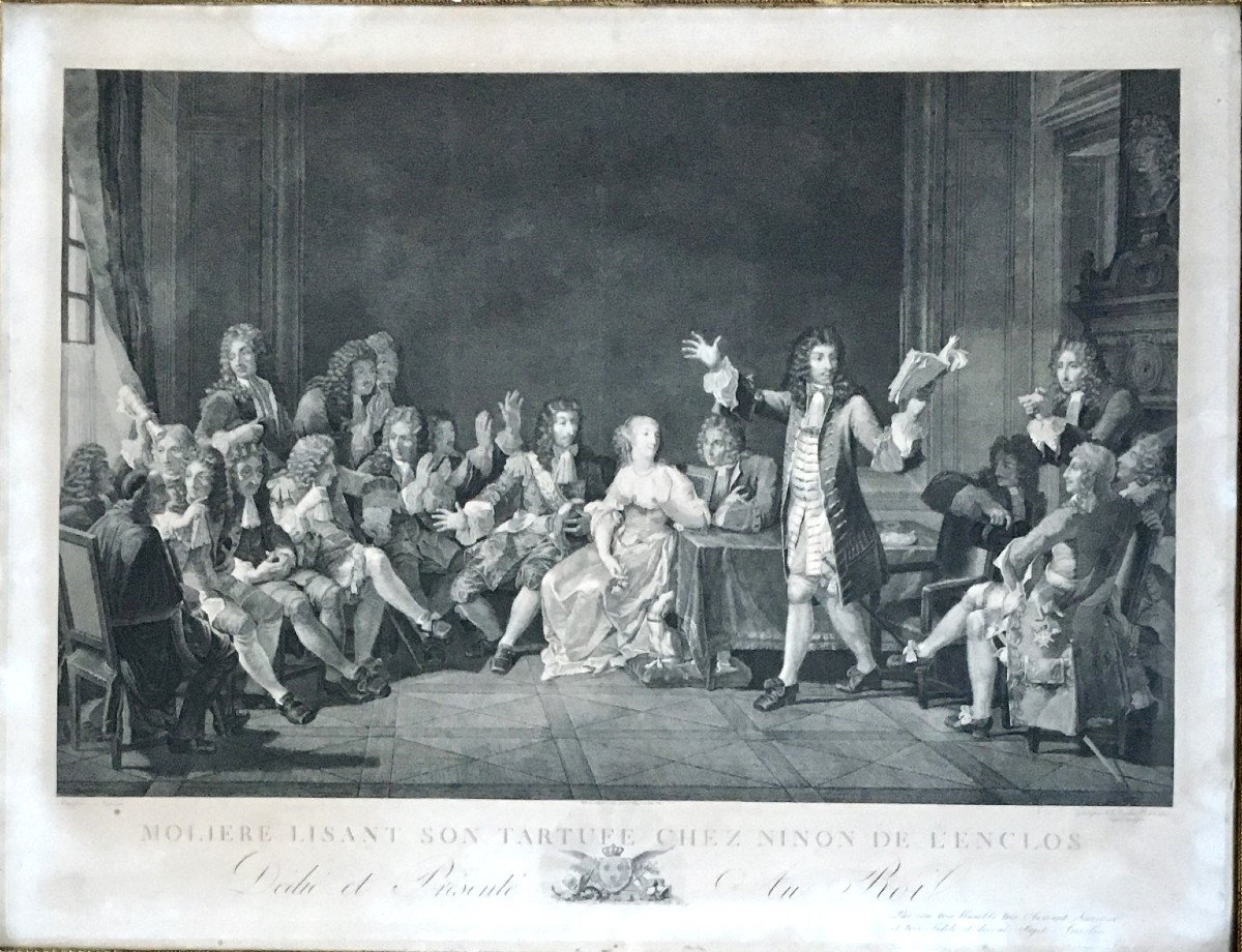 Jean-Louis Anselin (1754-1823) "Molière lisant son Tartuffe chez Ninon de l'Enclos". Début XIXe-photo-2