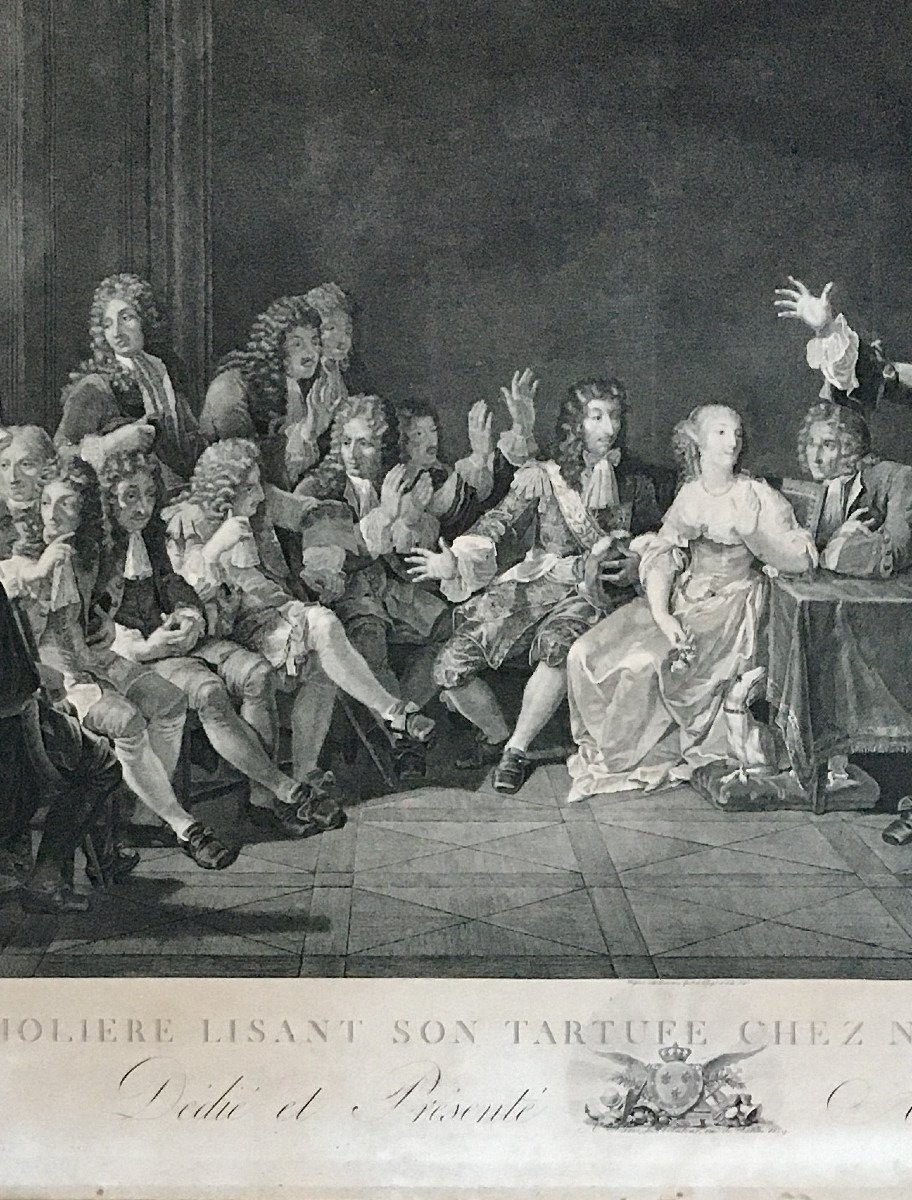 Jean-Louis Anselin (1754-1823) "Molière lisant son Tartuffe chez Ninon de l'Enclos". Début XIXe-photo-1