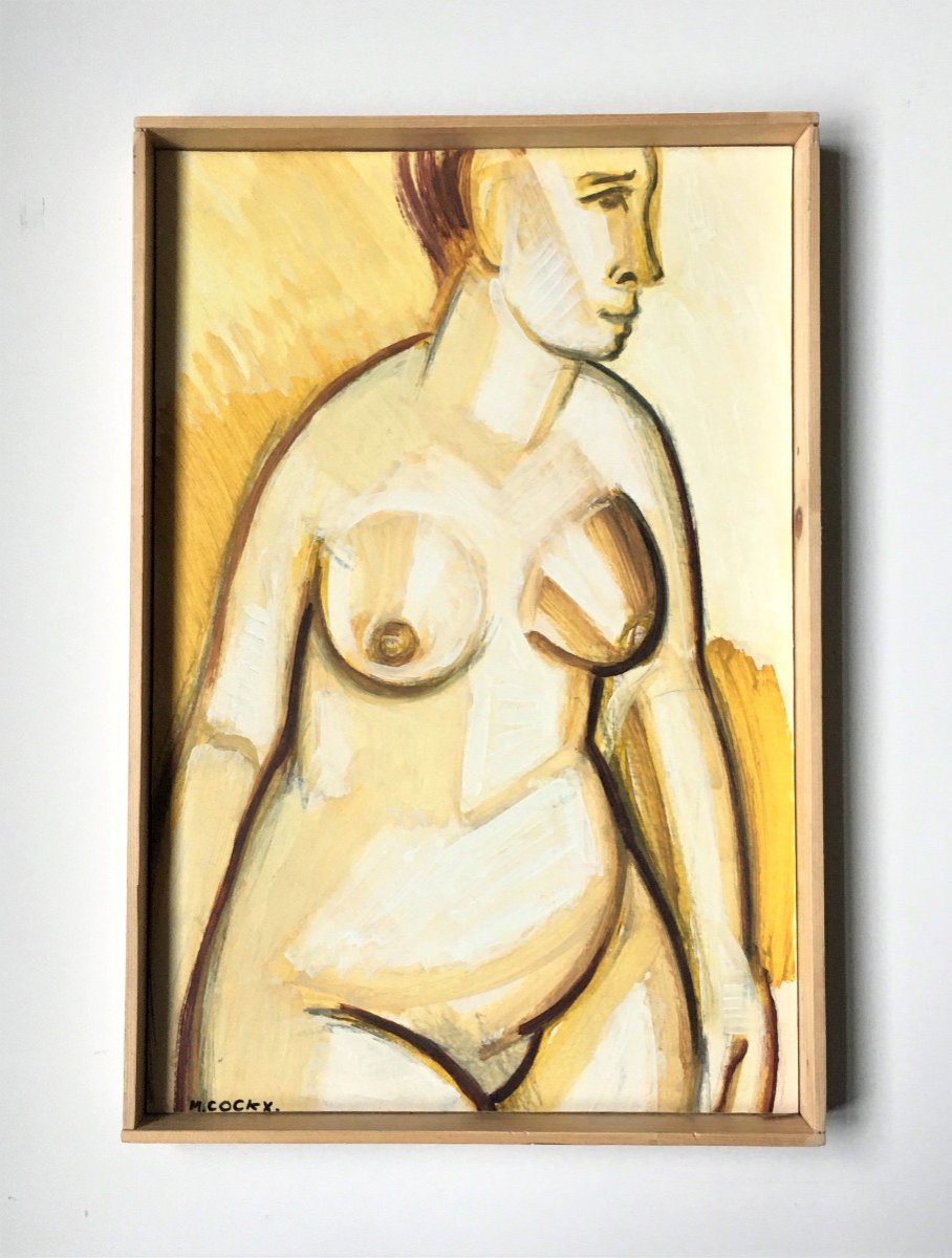 Marcel Cockx (1930-2007). “yellow Naked”. Expressionism. The 50's.-photo-2