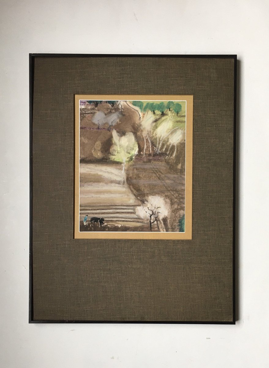 Alfred Rozelaar Green (Londres,1917- Paris, 2013). "Vue d'indonésie". Pastel.