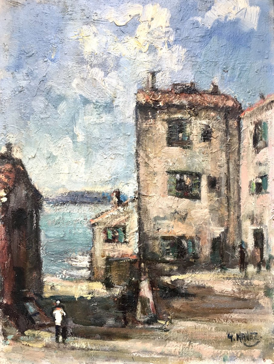 Géo Navez (1890-1975). "  Saint-Tropez".  Expressionnisme . Années 30.