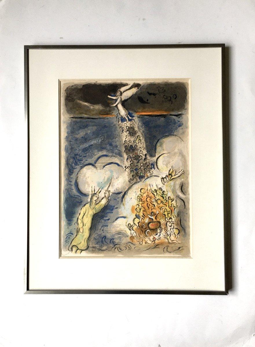 Marc Chagall (1887-1985). " La traversée de la mer rouge (La Bible)".  Lithographie.-photo-2