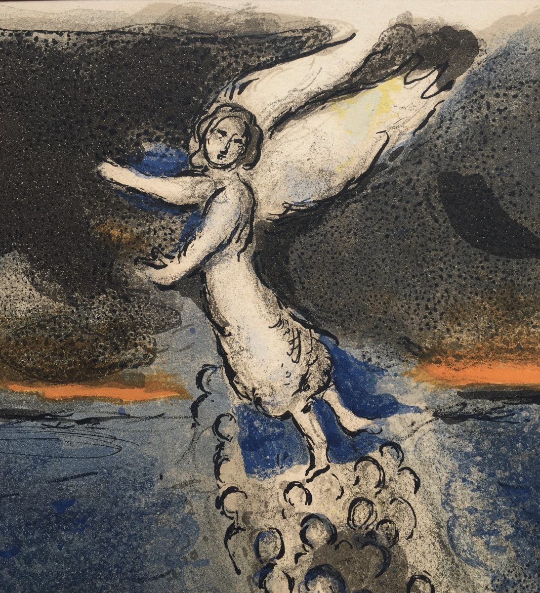 Marc Chagall (1887-1985). " La traversée de la mer rouge (La Bible)".  Lithographie.-photo-1