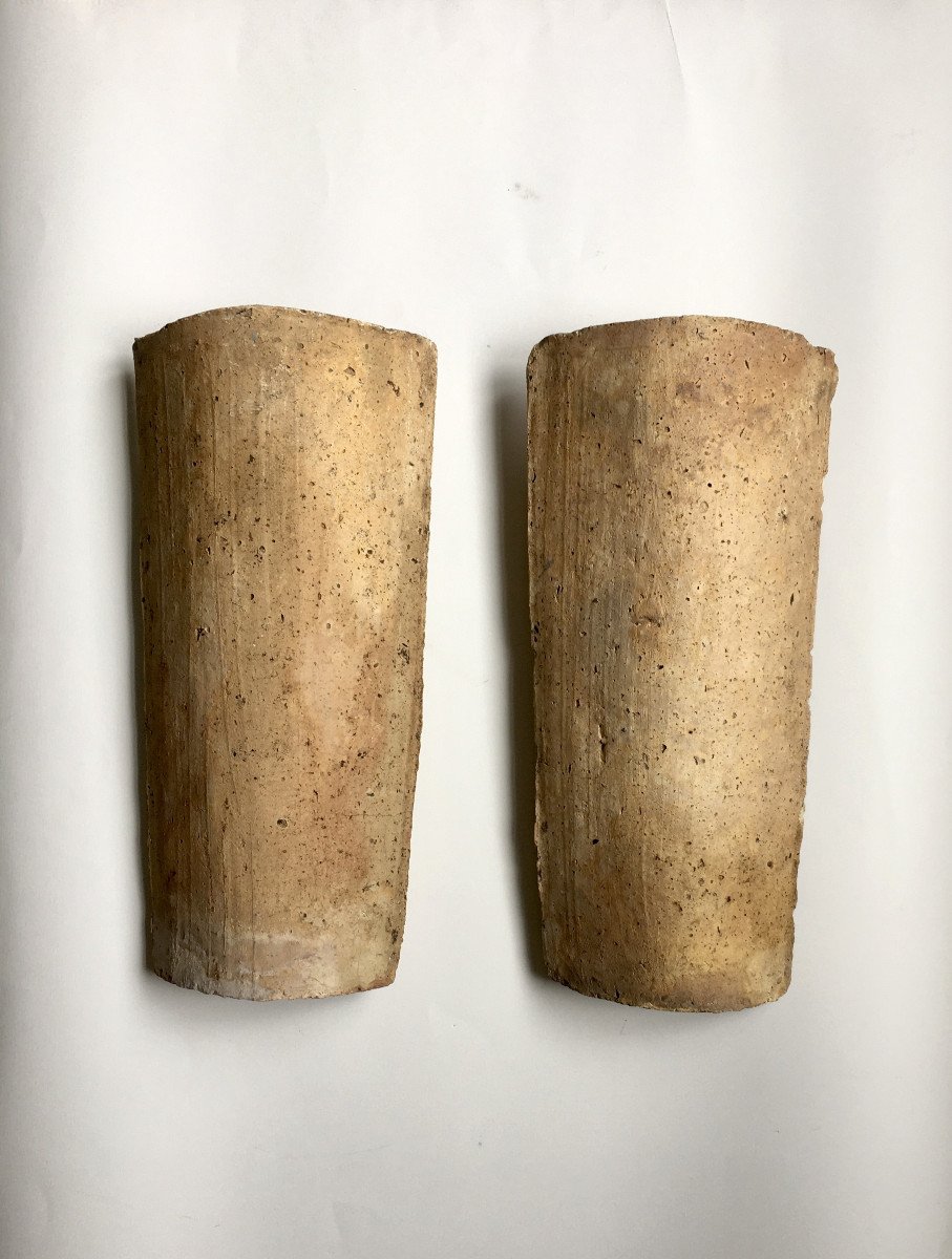 Pair Of Light Wall Lights. Mediterranean Tiles. Mid 20th Century.