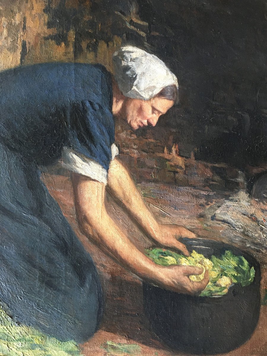 Alphonse Van Beurden (antwerp, 1878-1961). “farmer In Her Kitchen”. 1900.-photo-4