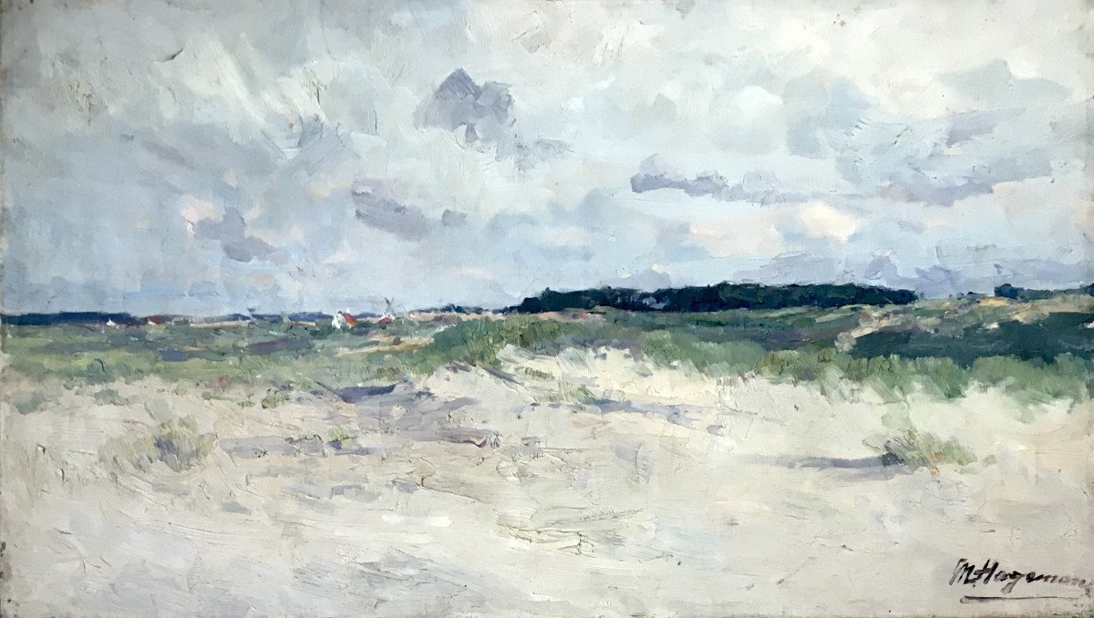 Maurice Hagemans (liège, 1852-ixelles, 1917). “view Of La Panne”. Impressionism. 19th Century.
