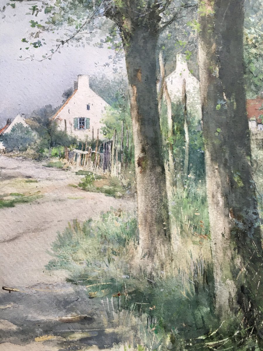 Victor Uytterschaut (Bruxelles, 1847 - Boulogne-sur-mer, 1917). " Paysage". XIXe.-photo-2