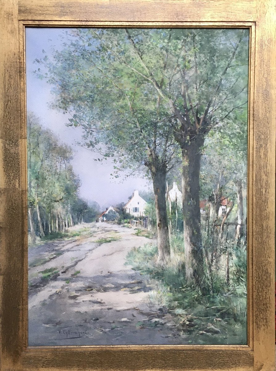Victor Uytterschaut (Bruxelles, 1847 - Boulogne-sur-mer, 1917). " Paysage". XIXe.