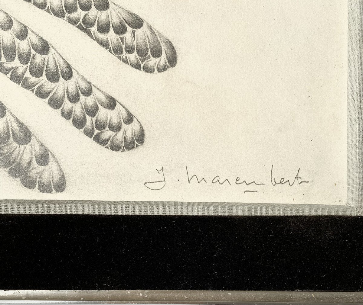 Jean Marembert (1900-1968). Dessin surréaliste "Femme oiseau". Années 40.-photo-1