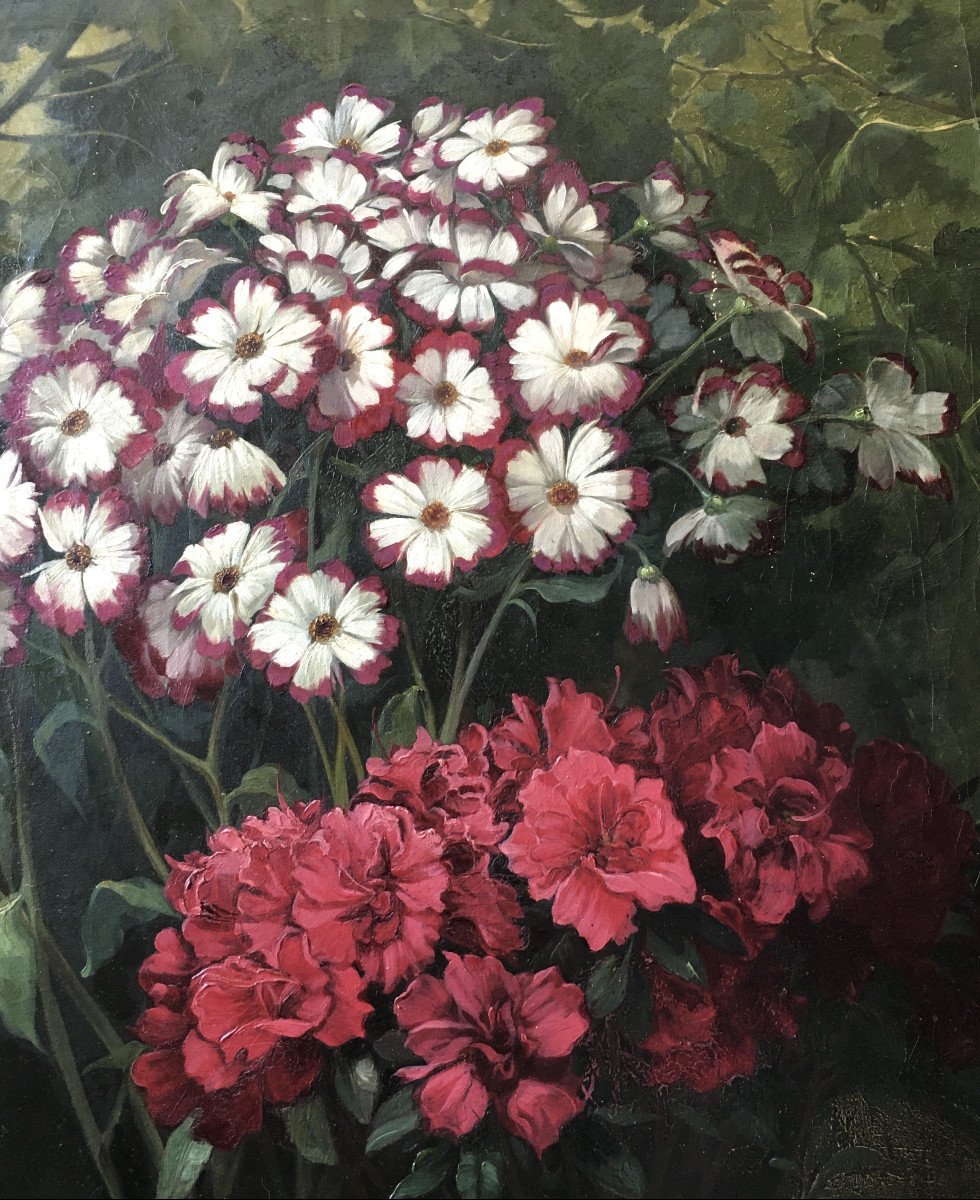 Gerard Bakker (the Hague, 1879-knokke, 1967). "cinéraires And Azaleas". 1941.-photo-3