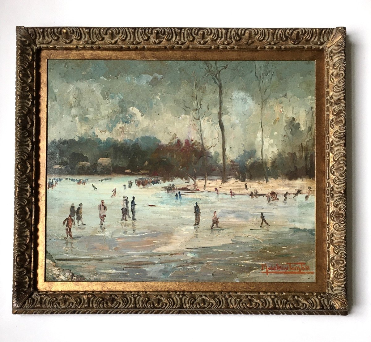 Madeleine Tombu (1897-1995) “skaters On A Frozen Lake”. Around 1930.